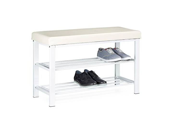 Relaxdays Schuhbank, 6-8 Paar Schuhe, Schuhregal zum Sitzen, weiß