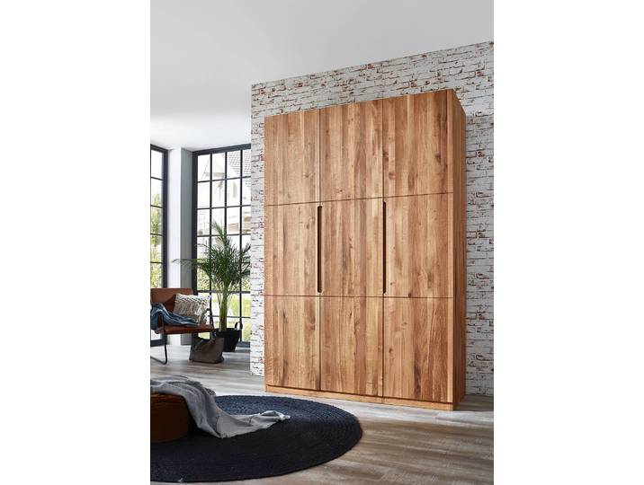 Massiver Drehtürenschrank 152cm Braun/Wildeiche