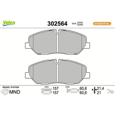 VALEO Bremsbelagsatz, Scheibenbremse 302564 Vorderachse für HYUNDAI