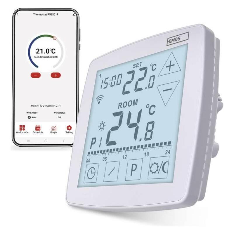 Emos GoSmart Fussbodenheizung-Thermostat P56S01F mit WiFi, programmierbar, verkabelt (62615427)