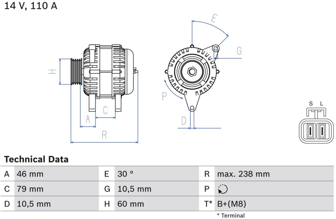 Drehstromgenerator BOSCH 0 986 049 500