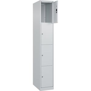 CP-Möbel Schließfachschrank Classic Plus lichtgrau, 4 Fächer, Stahl, 30 x 185cm, mit Zylinderschloss