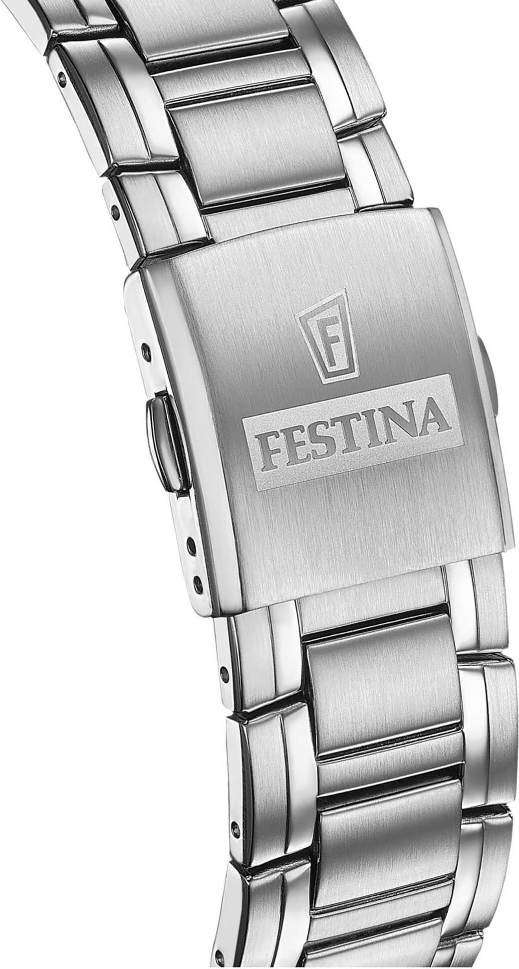 Festina "Timeless Chronograph" Quarzuhr, Armbanduhr, Herrenuhr, Edelstahlarmband, analog, Tag