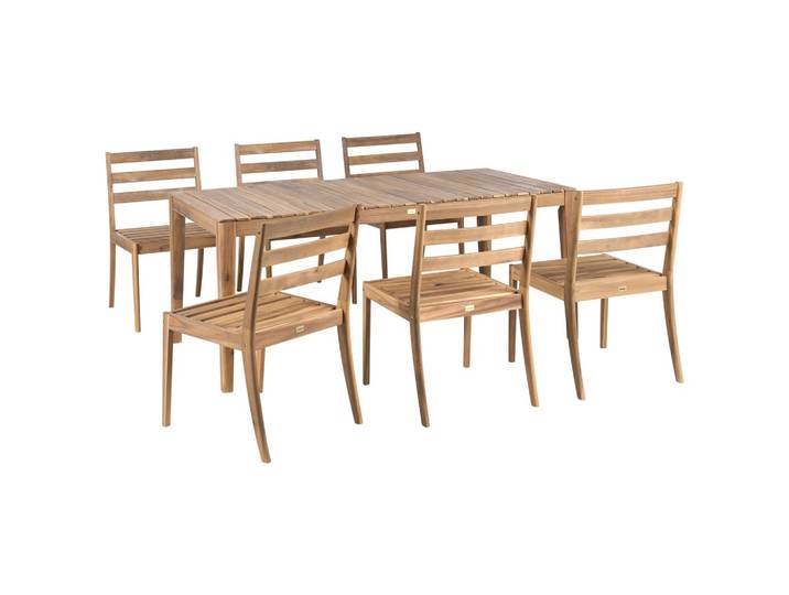 GARTENMÖBEL-SET 6-Sitzer Hellbraun zertifiziertes Akazienholz Chioggia
