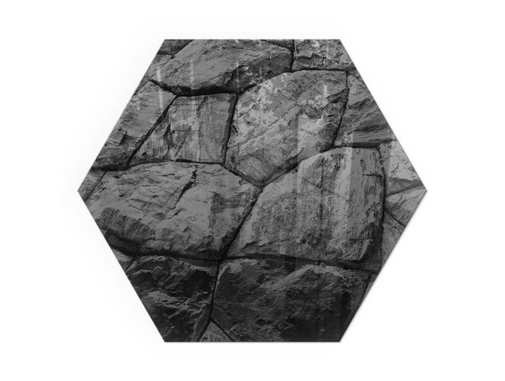Tulup Kaminbodenplatte h40 cm - Natursteinmuster, Grau, Glas, Sechseckig, 40x40x0.4 cm, Elektrogeräte, Heizgeräte, Elektrokamine