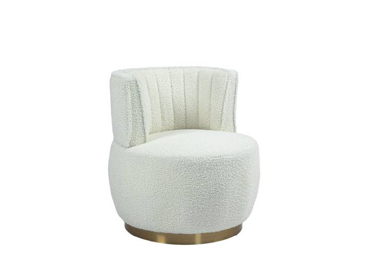 Wishdor Sessel Samt/Teddystoff Weiß drehbar, Metall, Zylindrisch, 62.5x69.5x62 cm, Wohnzimmer, Sessel, Polstersessel