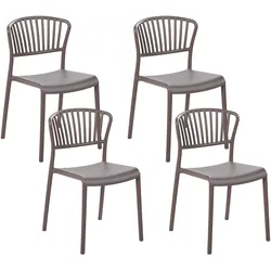 GARTENSTÜHLE 4er-Set Kunststoff taupe Gela
