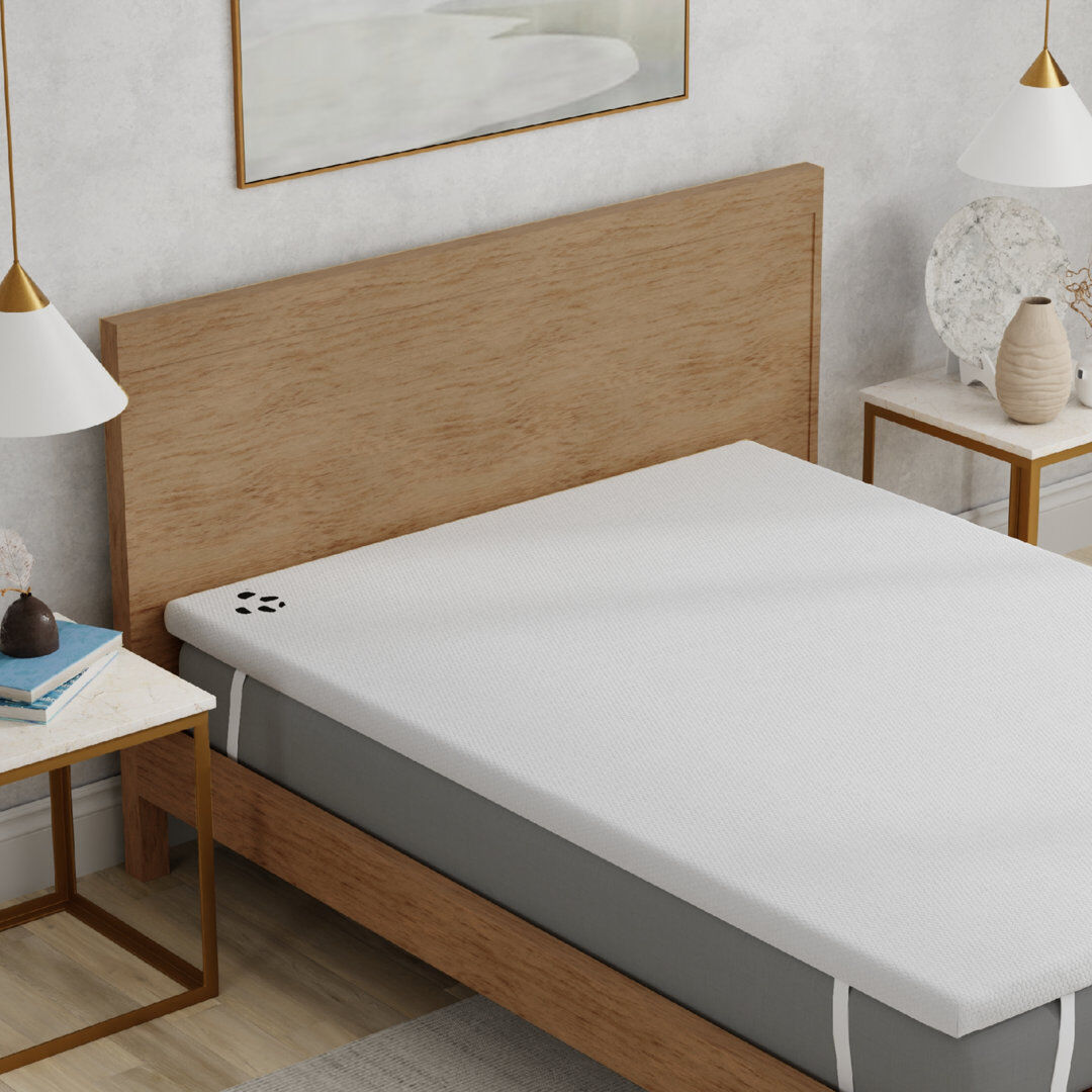 Panda Memory Foam Bamboo Mattress Topper - Hypoallergenic, Orthopaedic Support with Removable Cover White Emperor (7')