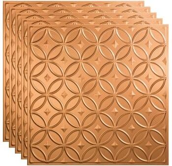 Fasade FASÄDE Rings Decorative Vinyl 2ft x 2ft Lay in Ceiling Panel in Polished Copper (5 Pack)