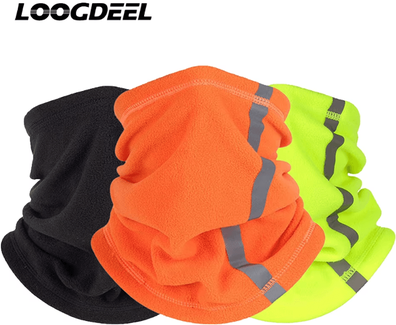 Inspire Curations LOOGDEEL Fleece Motorcycle Half Face Mask Windproof Neck Warmer With Reflective Design orange