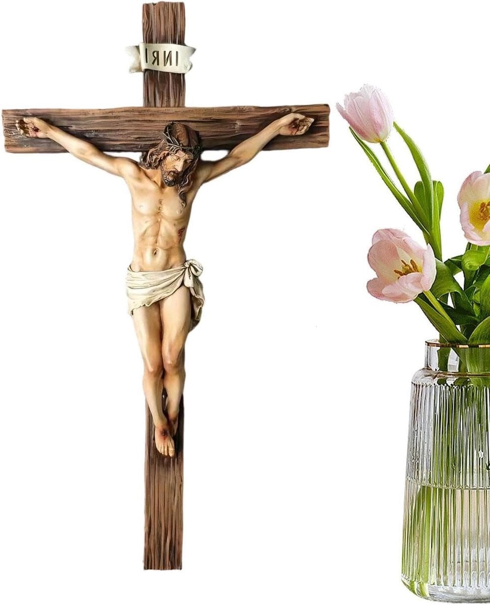 Jezus Christus Kruisbeeld Religieus Beeldje voor Tafeldecoratie - 24,5 cm