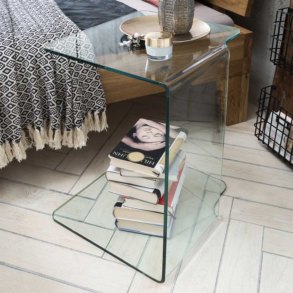 Pharao24.de Glastisch Anstelltisch Transparent 60 cm hoch und 45 cm breit