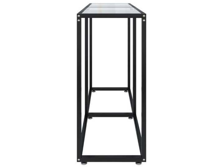 Table console en verre trempé - - 140x35x75 5 cm - Transparent - Verre trempé - Acier enduit de poudre
