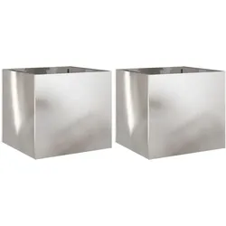 Helloshop26 - Pflanzkübel Hochbeet Blumen Garten Terrassen 2er-Set silber 32 x 30 x 29 cm Edelstahl Silber 02_0039010