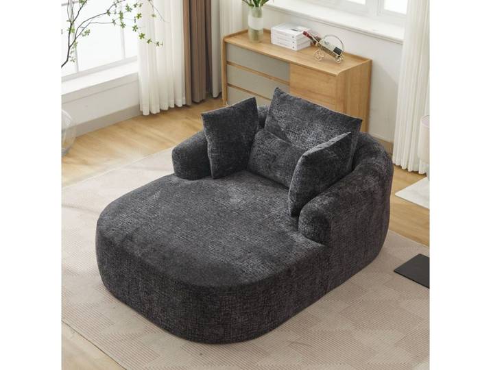 Méridienne Canapé Convertible 1 Place avec Accoudoirs et Coussins - MEUNIQ - Sans Assemblage Tissu Corduroy Noir