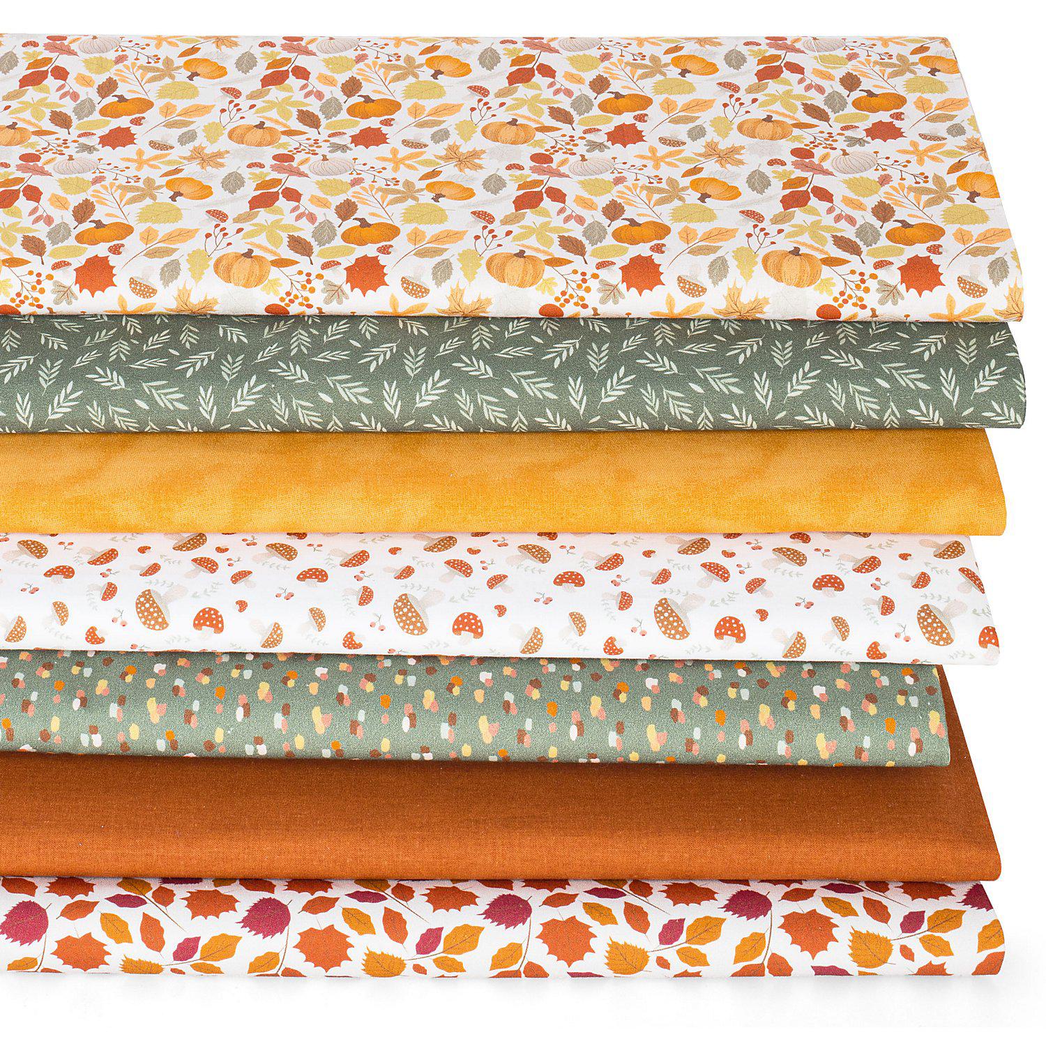Patchwork- und Quiltpaket Digitaldruck „Herbstzauber“, orange-color
