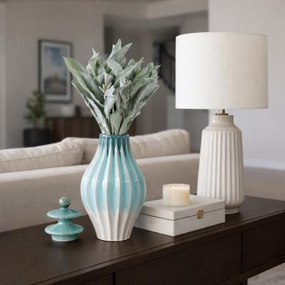 Sagebrook Home Stoneware Ceramic Decorative Jar with Lid Textured Accent Piece