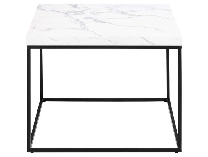 Couchtisch ACTONA GROUP Barossa, Wohnzimmer-Tisch, quadratisch, in Steinoptik, Modern , weiß, B:60cm H:45cm T:60cm, Tische, Couchtisch, Steinoptik, schwarze Stahlbeine, in mehreren Varianten, B: 60 cm