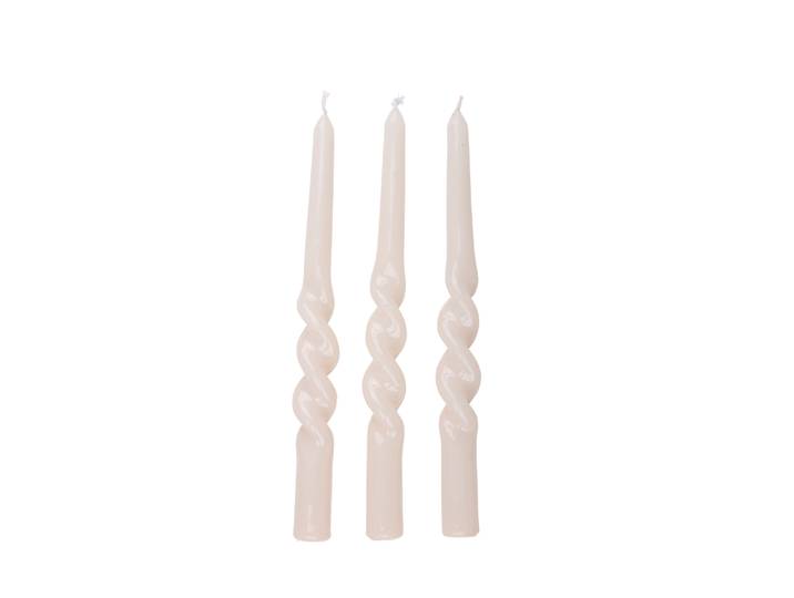 Stabkerze gedreht 26 cm 3er Set weiss
