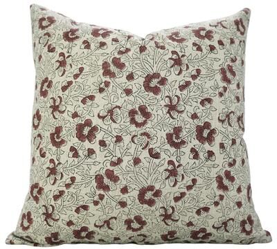 Fabdivine Boho Linen Hand Block Print Throw Pillow Cover Accent Farmhouse Decor, Saundrya