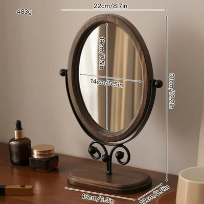 Inspire Curations Solid Wood Oval Vanity Makeup Mirror a