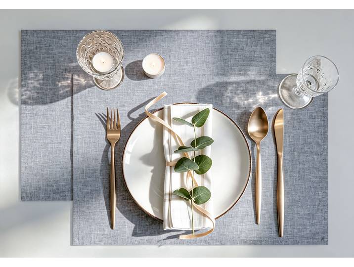 Platzset GOODPRODUCT Ozzie , grau (dunkelgrau), B:30cm L:45cm, Obermaterial: 100% Polyester, Platzsets, Platzset, Uni, strukturiert, Pflegeleicht, Praktisch,Dekoration, 30x45cm
