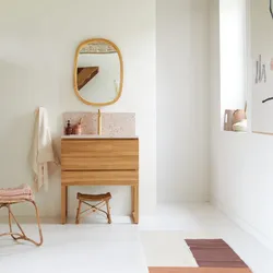 Badezimmermöbel Edgar aus massivem Teakholz und Premium-Terrazzo Rosa 80 cm