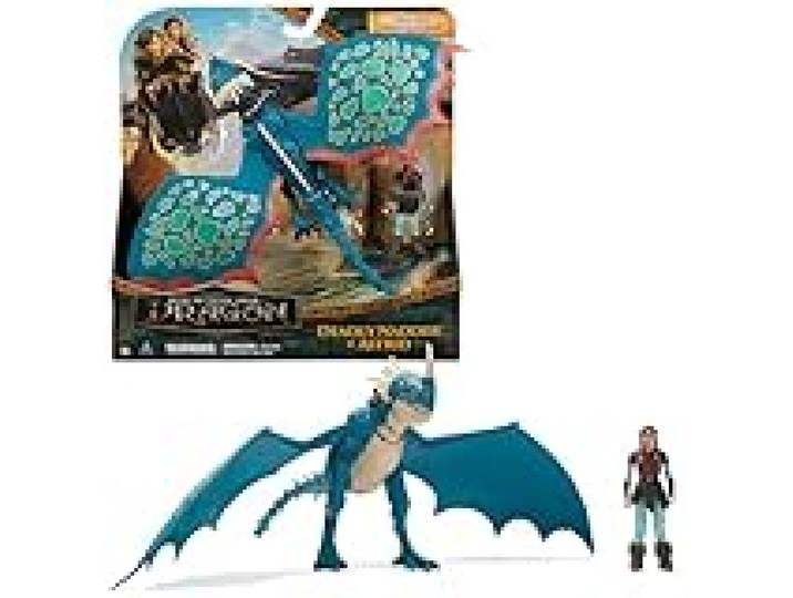 Dreamworks Dragons - Figurine Articulée Dragon Tempête + Viking Astrid Jouet Dragon 25 Cm Et Sa Dresseuse 10 Cm - Cadeau Enfant - Inspiré Du Film How To Train Your Dragon - Dès 4 ans