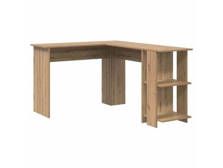 Moderne Bureau d'angle pour ordinateur Forme L avec Rangement avec étagère chêne artisanal @@495@