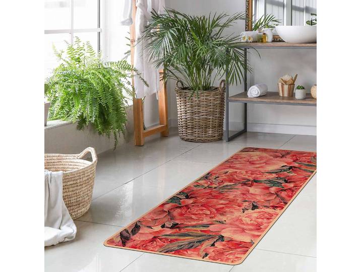 Läufer/Yogamatte Pfingstrosen 183 x 61cm Rot