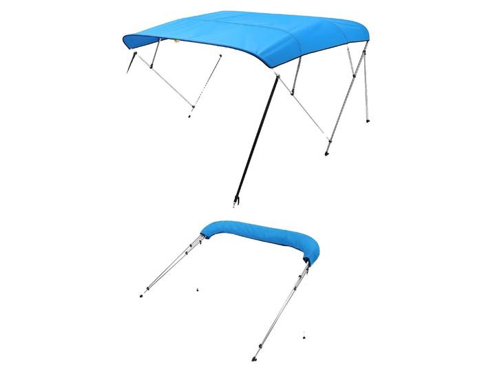VEVOR Biminitop Bâche pour bateau (4 arcs)\, cadre en aluminium\, biminitop étanche avec sac de rangement\, 216-229 cm (B) Bleu