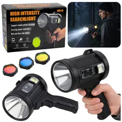 LED-Solar-Suchscheinwerfer, Taschenlampe, 6 Modi, Powerbank, austauschbare Filter