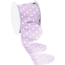 Stoffband Ziehblume "Tupfen", flieder-weiß, 5 cm, 2,5 m