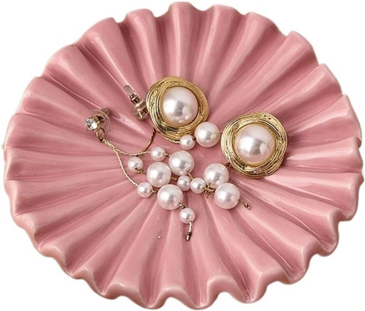 Keramisch Dienblad Roze - Sieraden Organizer voor het Presenteren van Accessoires - 14 cm