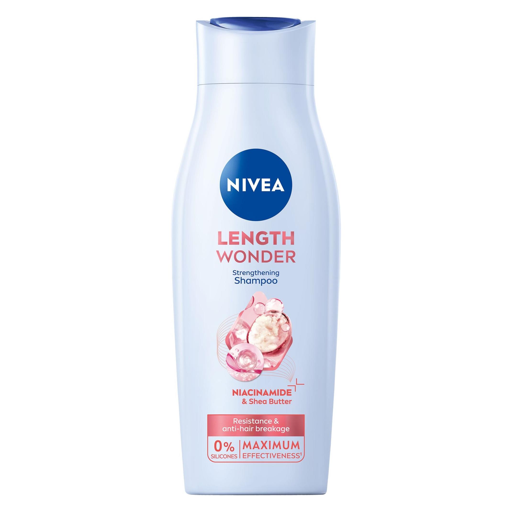 Nivea Length Wonder Kräftigendes Shampoo mit Sheabutter, Fassungsvermögen: 400 ml (Flüssiges Shampoo, 400 ml) (61011873)