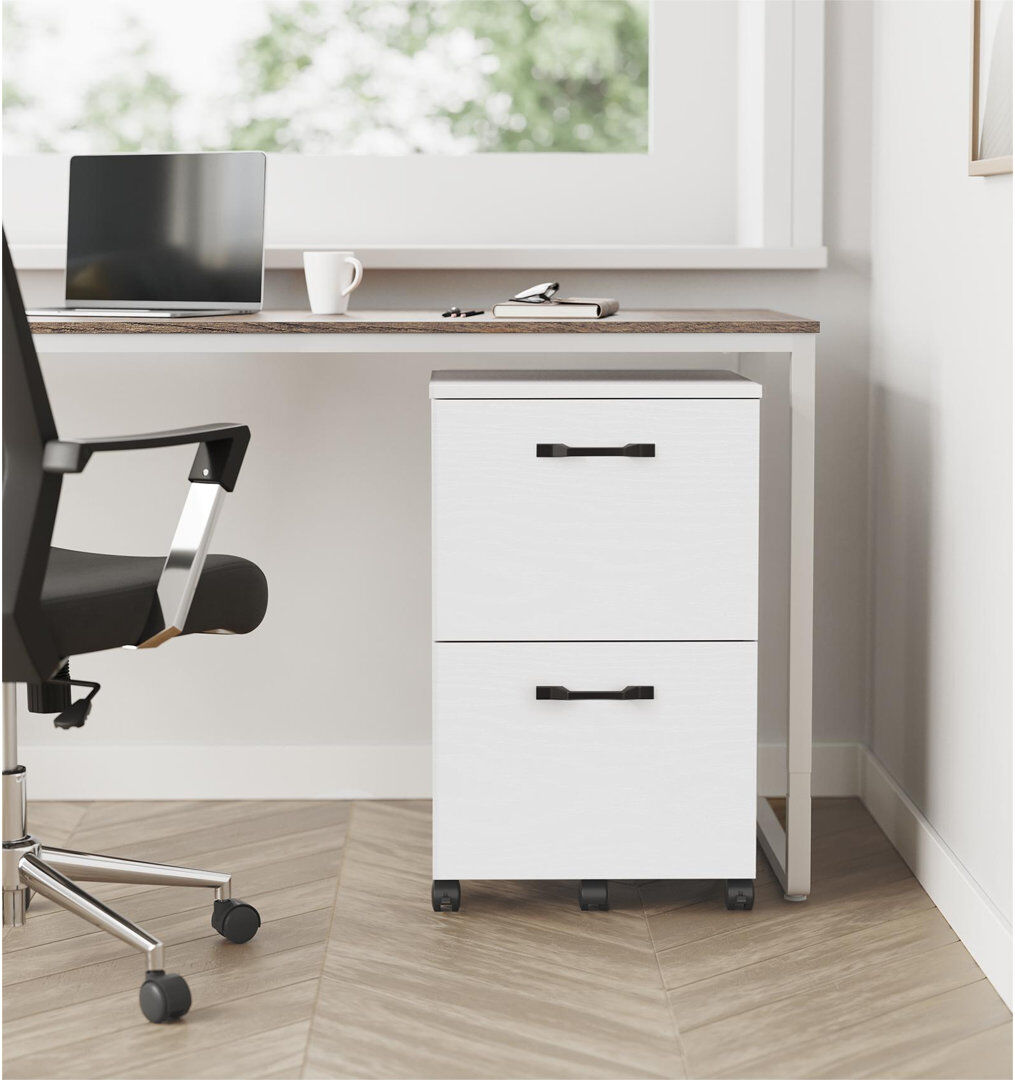 Union Rustic Franny 42 cm W 2 -Drawer Filing Cabinet White 70cm H X 42cm W X 40cm D