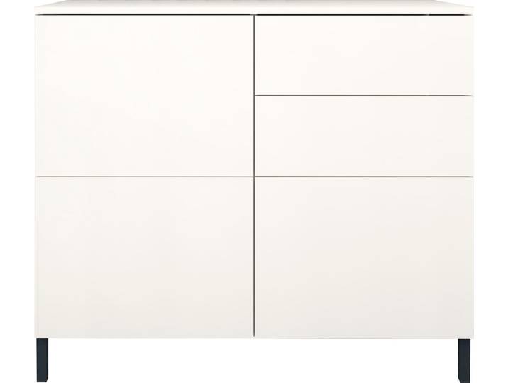 Kommode BORCHARDT MÖBEL Haama, Sideboard mit Metallfüssen, Push-to-open-Technik, Breite 93 cm , weiss (weiß matt), B:93cm H:80cm T:35cm, Holzwerkstoff, Sideboards, Kommode, Kommode, 3 Türen, 2 Schubkästen, Breite 93 cm
