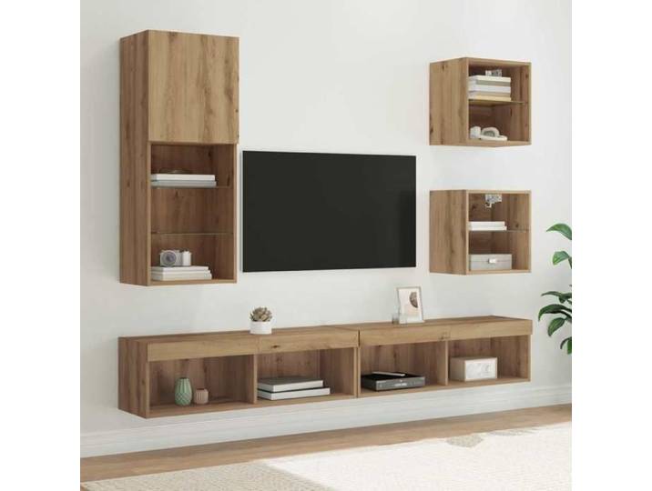 NEW 2026  LED Unités murales TV lot de 5 Chêne artisanal 100x30x30 cm L1984
