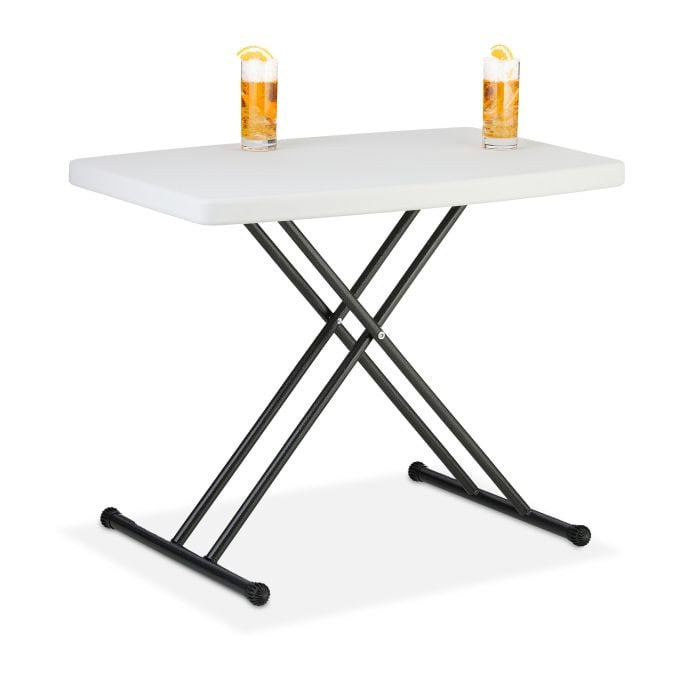 Relaxdays Inklapbare Campingtafel Wit, Hoogteverstelbaar, B/D/H: 78 x 60 x 71 cm
