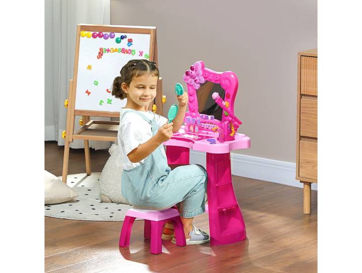 AIYAPLAY Coiffeuse Enfant 15 PCS avec Tabouret et Rangement
