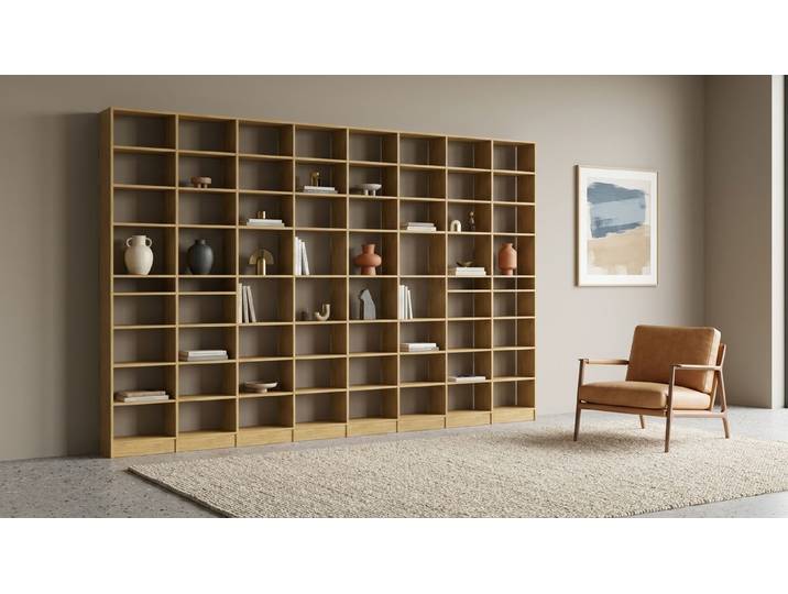 Design de bibliothèque large sur mesure Chêne Naturel huilé
