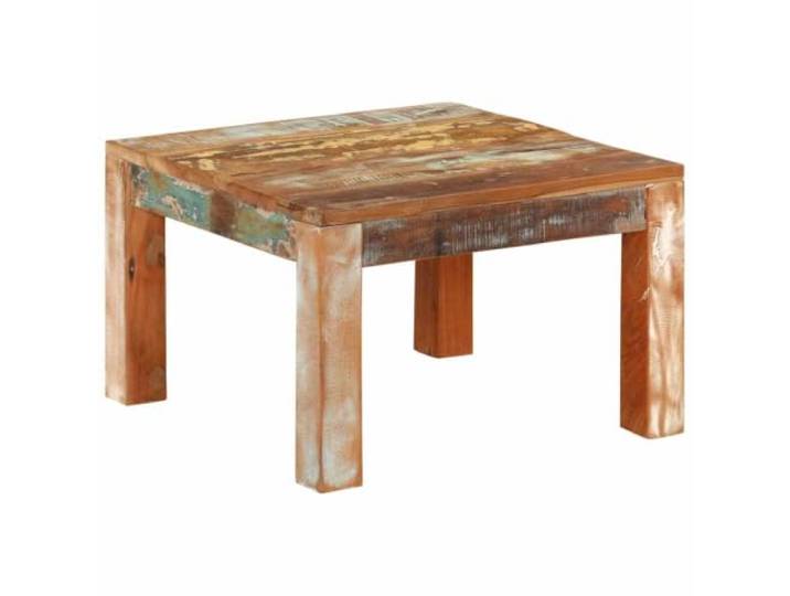 GHVBNMF Couchtisch Altholz Massiv 55x55x35 cm Quadratisch Beistelltisch Rustikaler Wohnzimmertisch aus buntem Recyclingholz mit stabilem Rahmen für Dekoration und Getränke.