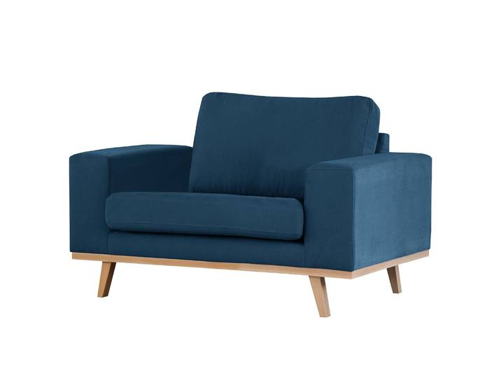 Sessel Blau/Blau Baumwollstoff Vele Buche Hell 122 x 81 x 88cm