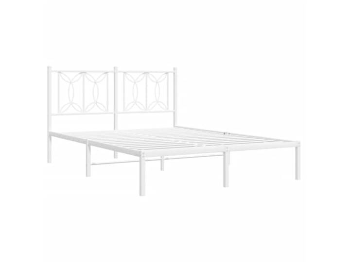 KTHLBRH Bettgestell aus Metall, weiß, 140 x 190 cm Bettgestell aus Stahl, Lattenrost inklusive, Stauraum unten, Kopfteil