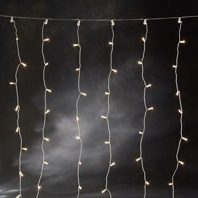 KONSTSMIDE Lichtervorhang, transparent, Dioden 160 Stk. Flammen 160 Stk., Gesamtlänge 12m, Lichterketten, Microlight Lichtervorhang, 160 klare Birnen