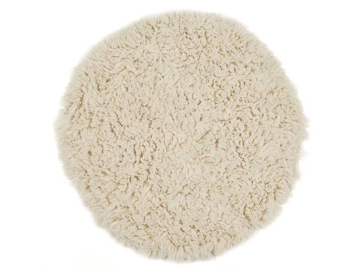 Tapis flokati en laine vierge - blanc D100 cm