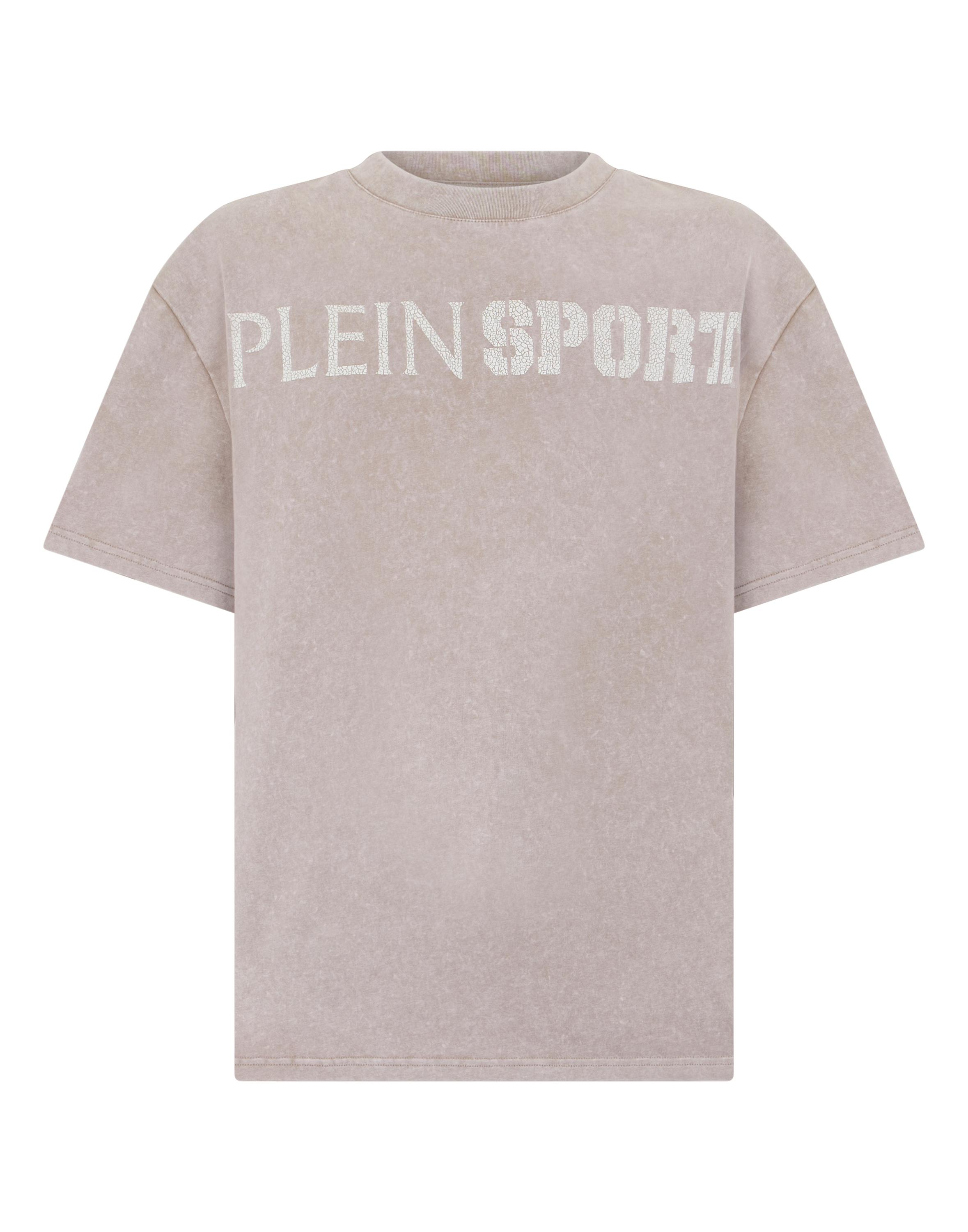 Washed Round Neck T-Shirt Crackle Scratch