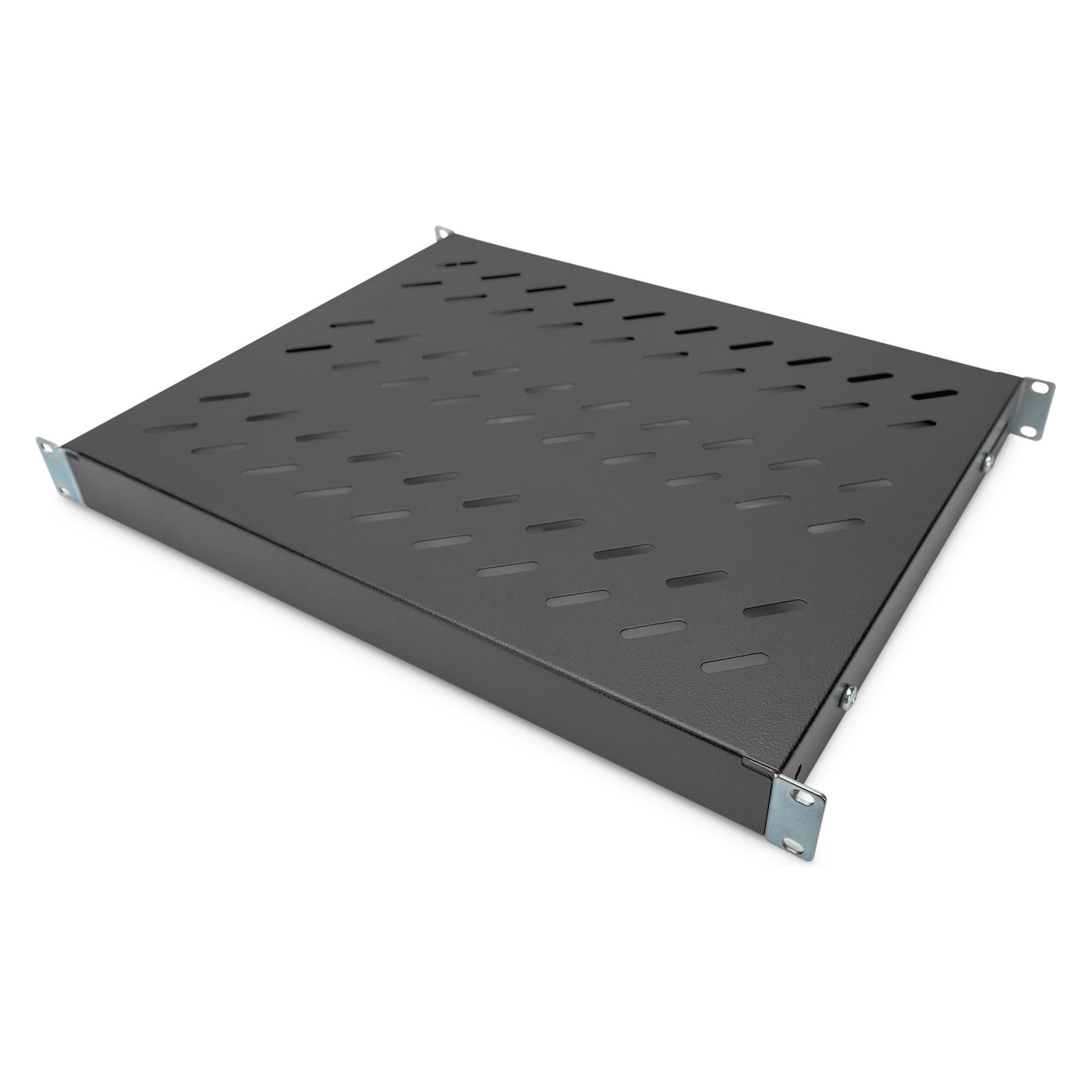 Digitus 1HE Fachboden fuer 48,3cm 19Zoll Netzwerkschrank RAL9005 schwarz fuer 600mm tiefe Schraen... (DN-97645)