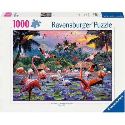 Puzzle RAVENSBURGER "Pinke Flamingos", bunt, Puzzles, KinderB:70cm H:50cm, Pappe, Made in Germany, B:70cm H:50cm