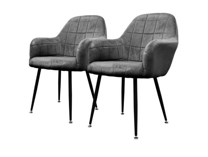 ECD Germany Lot de 2 Chaises de Salle à Manger Cuisine Salon Séjour Gris Foncé Assise Siège Rembourrée en Velours Structure